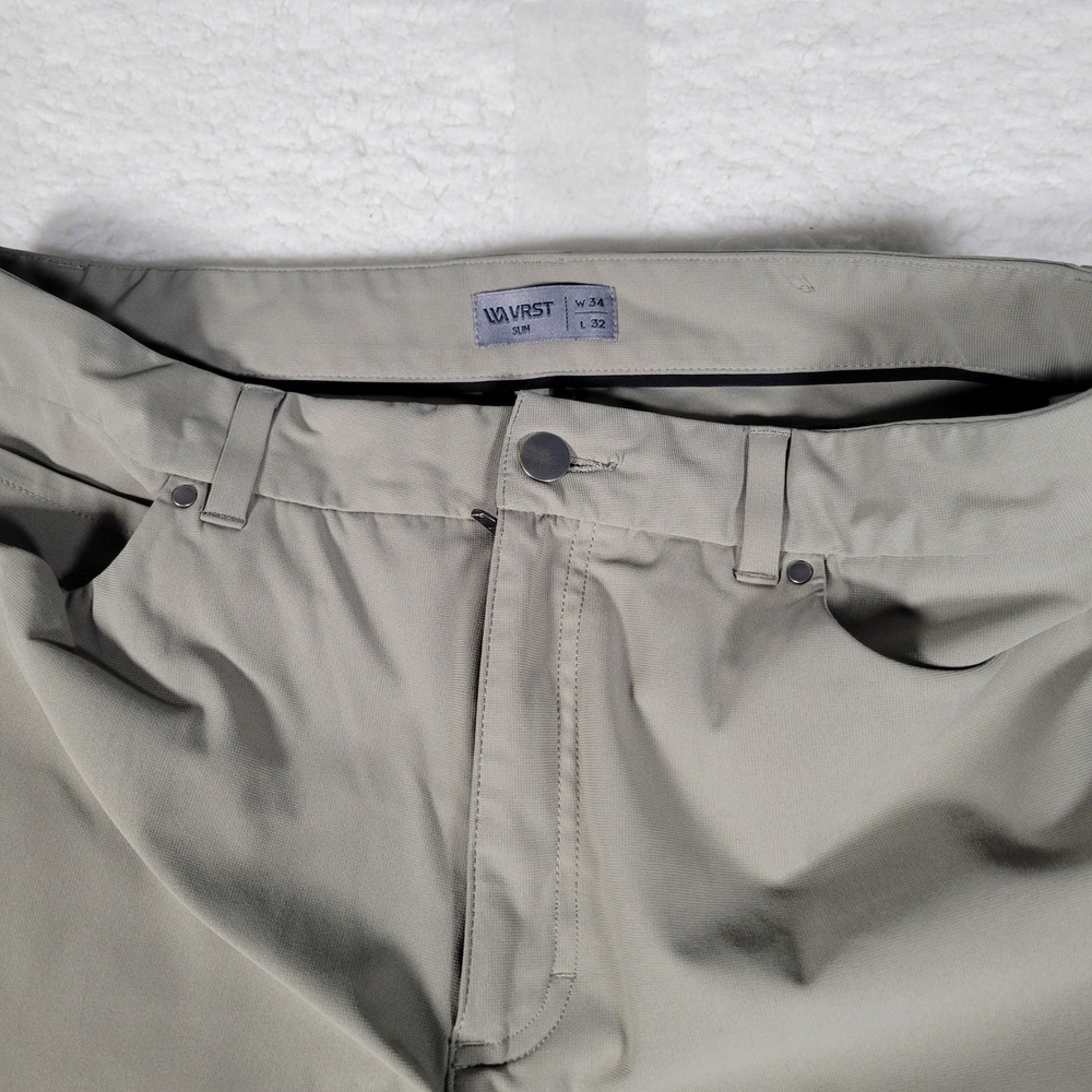 VRST Slim Fit Pants Mens 34x32 Tan Khaki Performance Stretch MAX200402